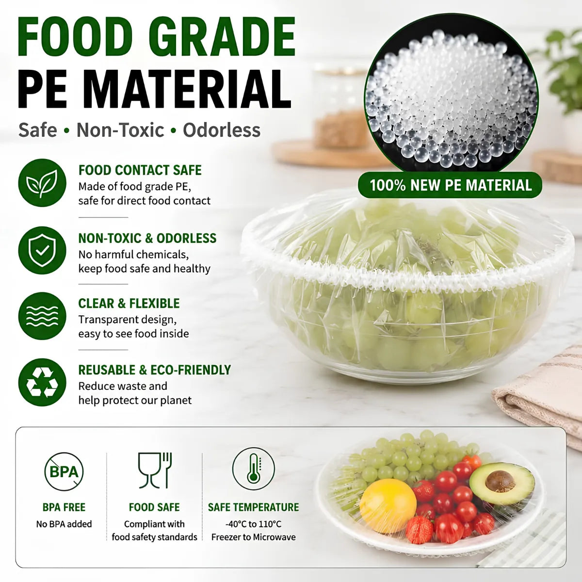 FreshSeal™ 100 Pcs Plastic Covers