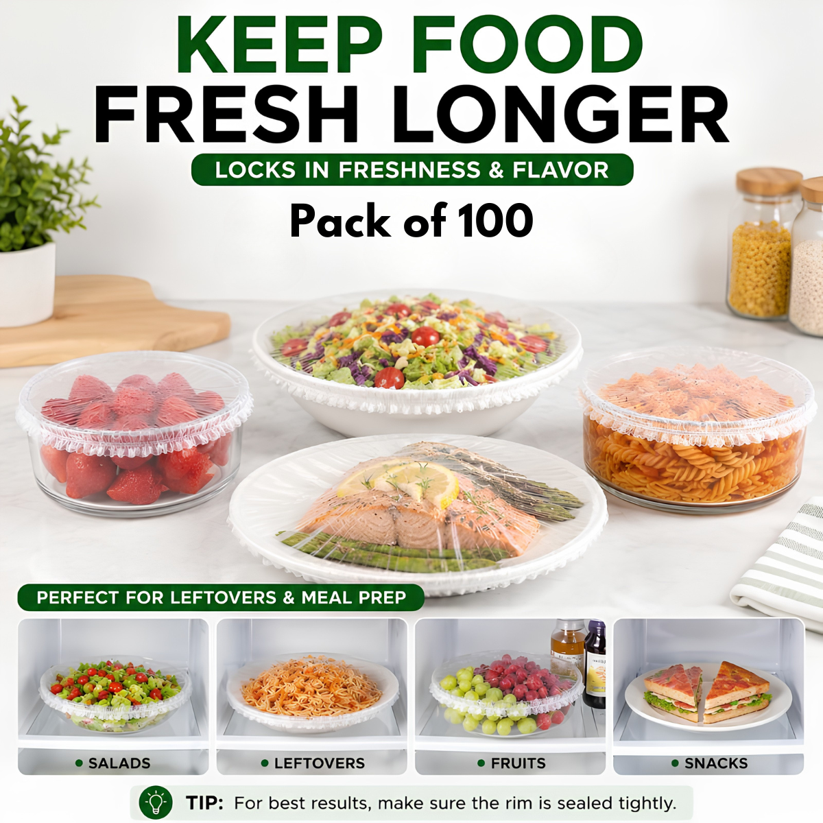 FreshSeal™ 100 Pcs Plastic Covers